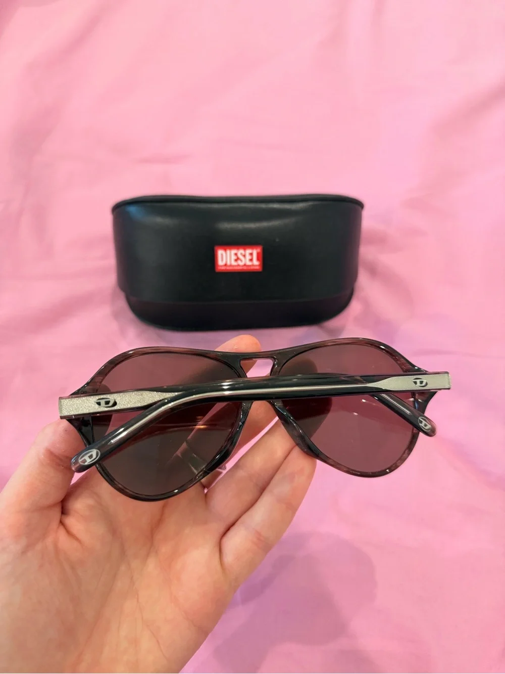 Diesel Men’s Black Aviator Sunglasses with Black Case